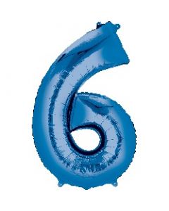Number 6 Blue Supershape Foil Balloon