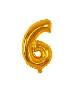 Number 6 Gold Air Filled Foil Balloon