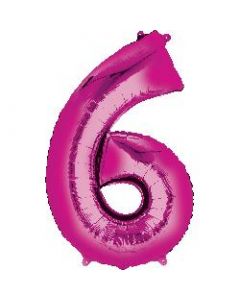 Number 6 Pink Supershape Foil Balloon
