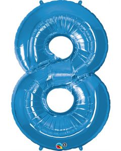 Number 8 Sapphir Blue Foil Balloon 86CM