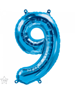 Number 9 Air Filled 41cm Gold Blue Balloon