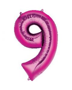 Number 9 Pink Supershape Foil Balloon