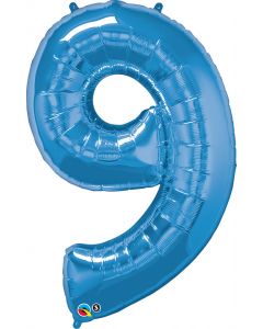Number 9 Sapphir Blue Foil Balloon 86CM