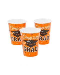 Orange Congrats Grad Paper Cups