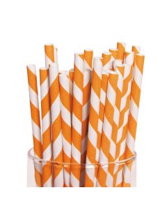 Orange Striped Paper Straws