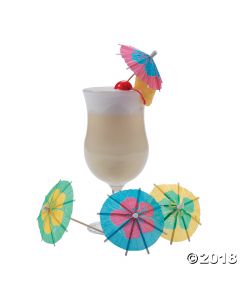 Parasol Picks with Large Hibiscus Print Flowers