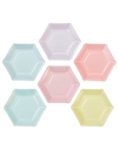 Pastel Color Hexagonal Paper Dessert Plates