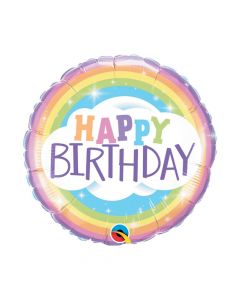 Pastel Happy Birthday Rainbow Mylar Balloon