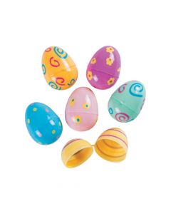 Pastel Printed Plastic Easter Eggs