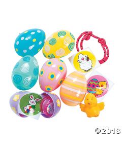 Pastel Toy-filled Patterned Plastic Easter Eggs