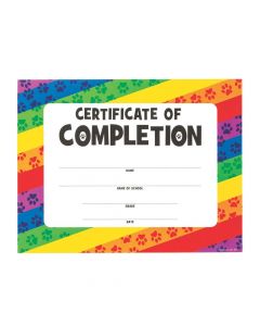 Paw Print Certificates of Completion