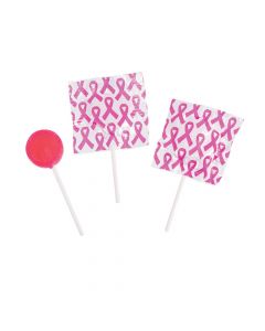 Pink Awareness Ribbon Printed Lollipops