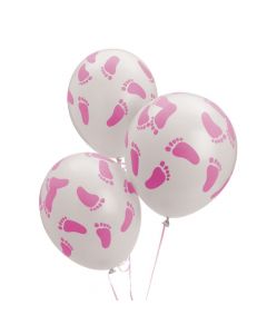 Pink Baby Footprints 11" Latex Balloons