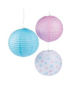 Pink and Blue Hanging Paper Lanterns