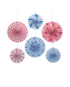 Pink and Blue Paper Hanging Fans