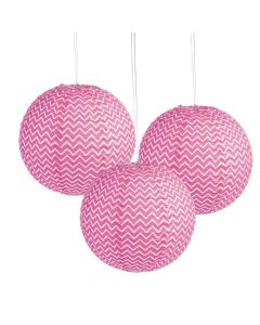 Pink Chevron Hanging Paper Lanterns