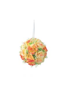Pink Floral Kissing Ball with Greenery Accents