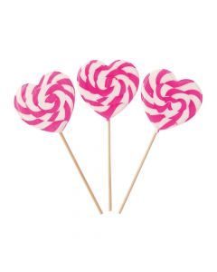 Pink Heart-shaped Swirl Lollipops