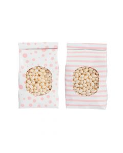 Pink Patterned Tin Tie Treat Bags with Window