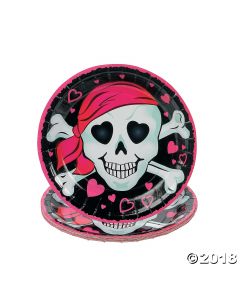 Pink Pirate Girl Paper Dessert Plates