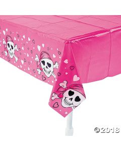 Pink Pirate Girl Plastic Tablecloth
