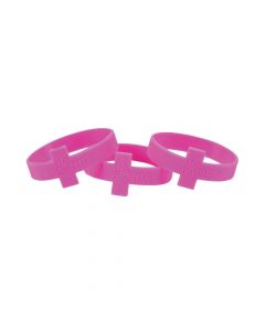 Pink Ribbon Cross Silicone Bracelets