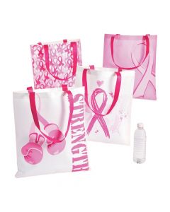 Pink Ribbon Tote Bags