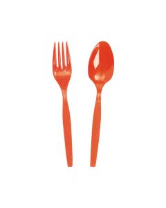 Plastic  Orange Plastic Cutlery Set