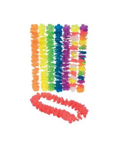 Premium Neon Assorted Color Polyester Leis - 12 Pc.