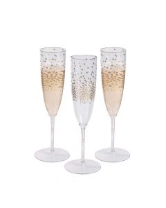 Premium Plastic Gold Dot Champagne Flutes