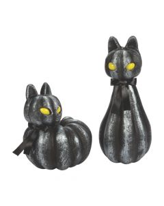 Pumpkin Black Cat Light-Up Halloween Decorations