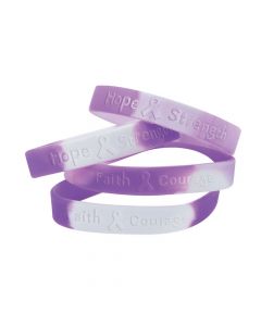 Purple Awareness Ribbon Camouflage Rubber Bracelets