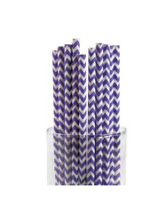 Purple Chevron Paper Straws