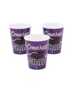 Purple Congrats Grad Paper Cups