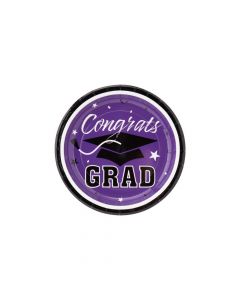 Purple Congrats Grad Paper Dessert Plates - 25 Ct.