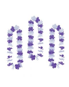 Purple and White Team Spirit Flower Leis