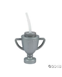 Race Car Trophy Cups with Lids & Straws
