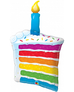 Rainbow Cake and Candle Foil Balloon