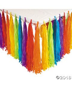 Rainbow Party Fringe Table Skirt