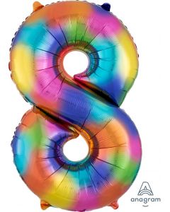 Rainbow Splash 8 Number Shape Balloon