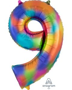 Rainbow Splash 9 Number Shape Balloon