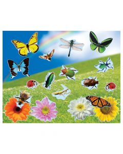 Realistic Bugs and Flowers Sticker Scenes