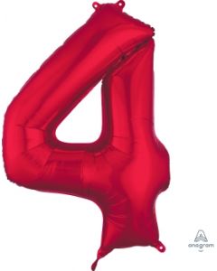 Red 4 Number Shape Balloon