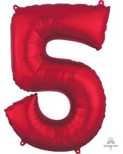 Red 5 Number Shape Balloon
