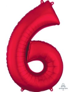 Red 6 Number Shape Balloon
