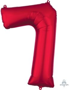 Red 7 Number Shape Balloon