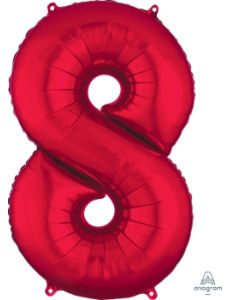 Red 8 Number Shape Balloon