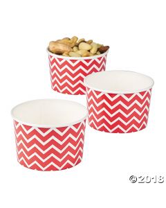 Red Chevron Snack Paper Bowls