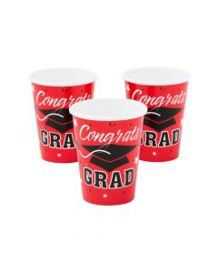 Red Congrats Grad Paper Cups