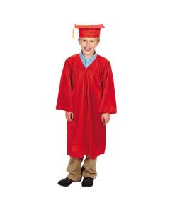 Red Elementary Graduation Cap and Gown Set